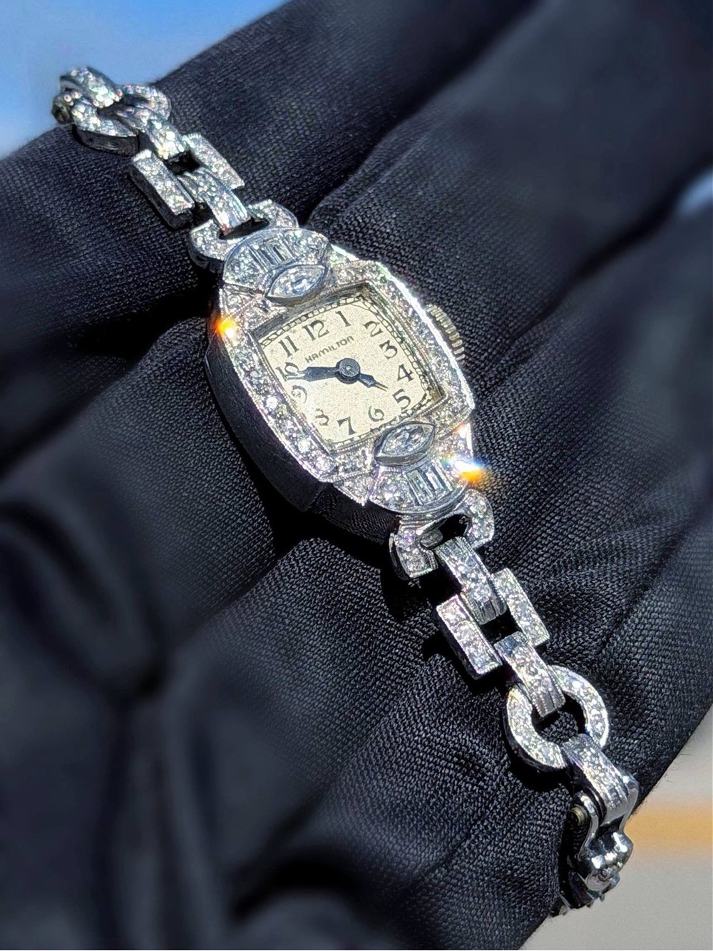 Art Deco Vintage Hamilton Platinum & 14k white gold 1.25CTW Natural Diamond - Picture 4 of 13